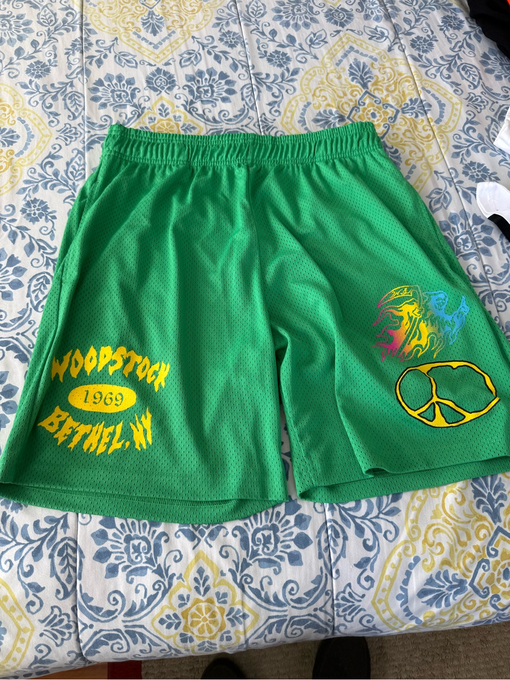 Who Decides War Green Woodstock Graphic Menâs Athletic Shorts
